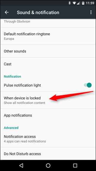 كيفية إخفاء التنبيهات على شاشة قفل اندرويد3