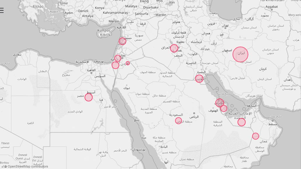 انتشار فيروس كورونا الجديد في الشرق الأوسط