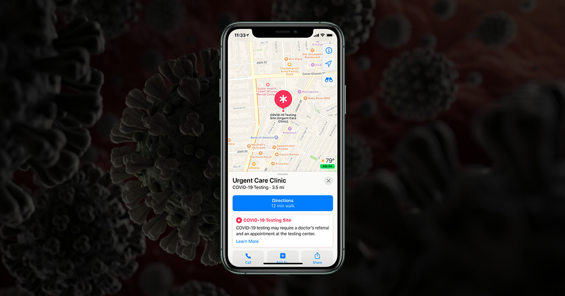 خرائط Apple ستتيح تبويبة مخصصة للمشافي والمراكز الصحية التي تفحص عدوى كوفيد-19