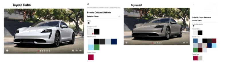 خيارات ألوان بورش تايكان 2021