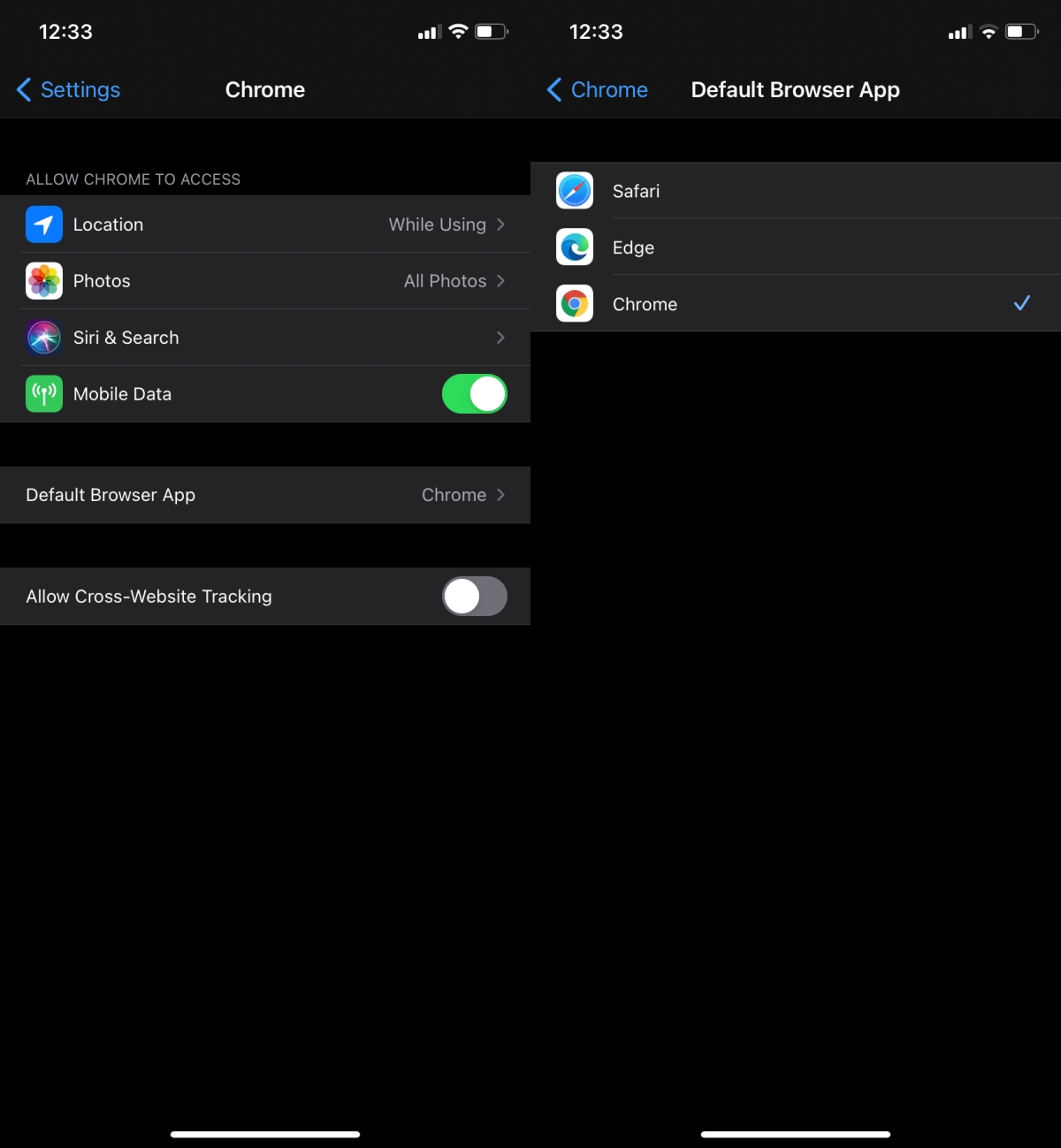 chrome default browser ios