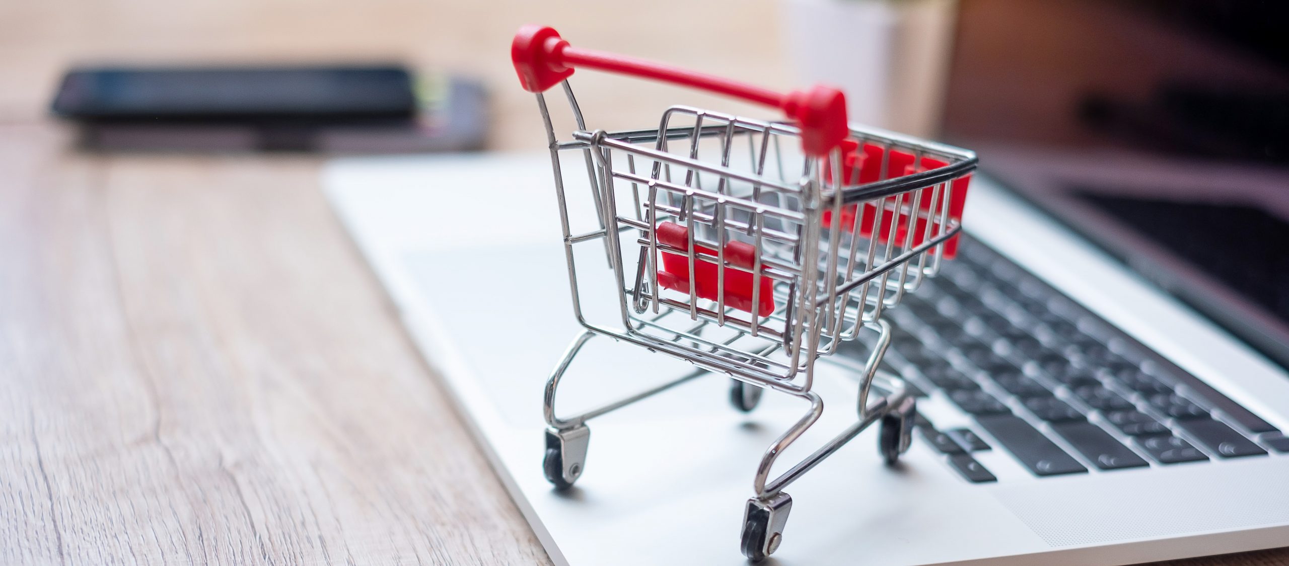 shopping cart on laptop