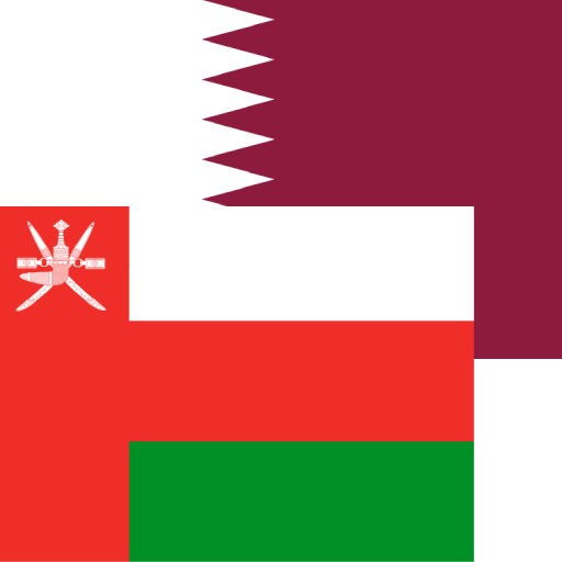 Oman and Qatar flags icon