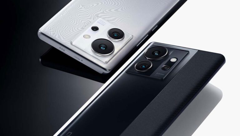 Two Infinix smartphones in black and white finishes displayed diagonally, highlighting their large rear camera modules with 200MP branding and sleek, modern design aesthetics