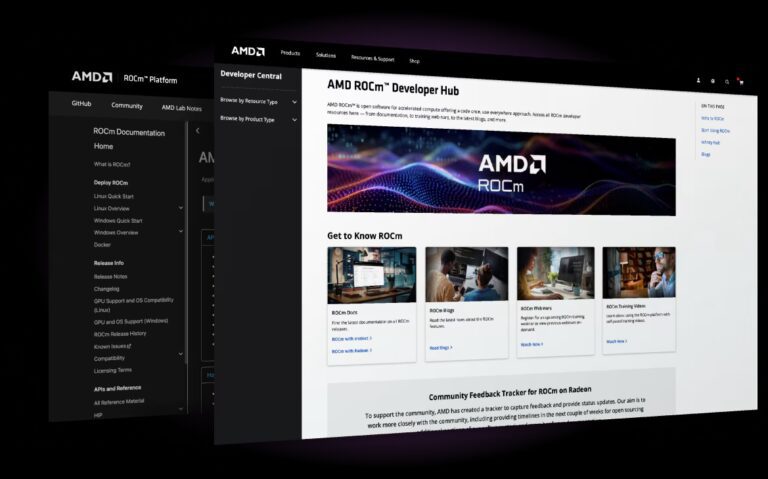 screenshot from the AMD ROCm (Radeon Open Compute) development environment