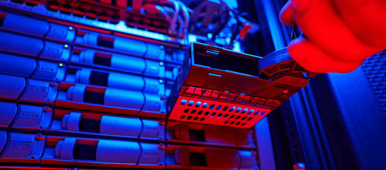 server rack with hard drive bays