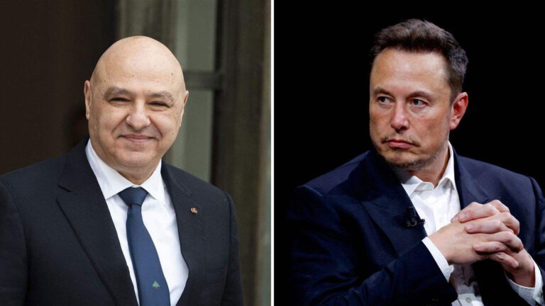 الرئيس اللبناني جوزيف عون ومؤسس شركة سبيس إكس المشغلة لخدمة ستارلينك، إيلون ماسك