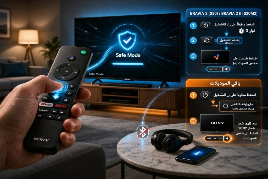 كيفية تشغيل الوضع الامن في تلفزيون سوني من جهاز التحكم