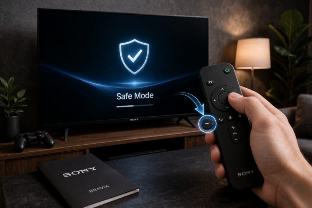 كيفية تشغيل الوضع الامن في تلفزيون سوني من جهاز التحكم