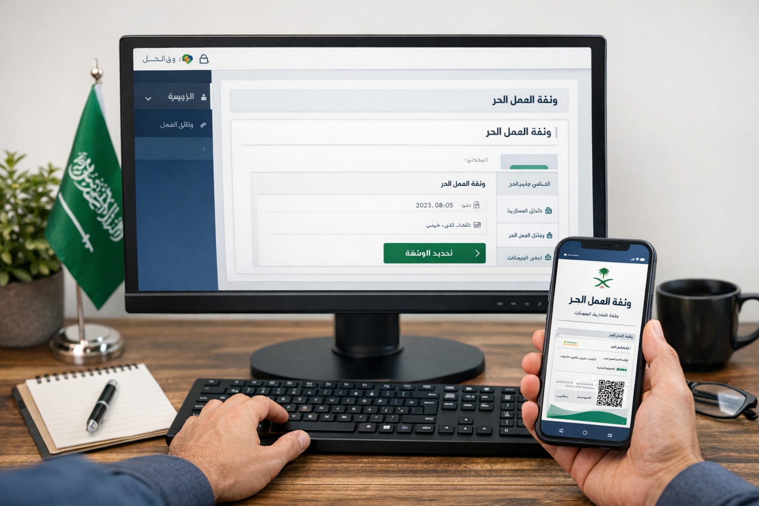 خطوات تجديد وثيقة العمل الحر إلكترونيا