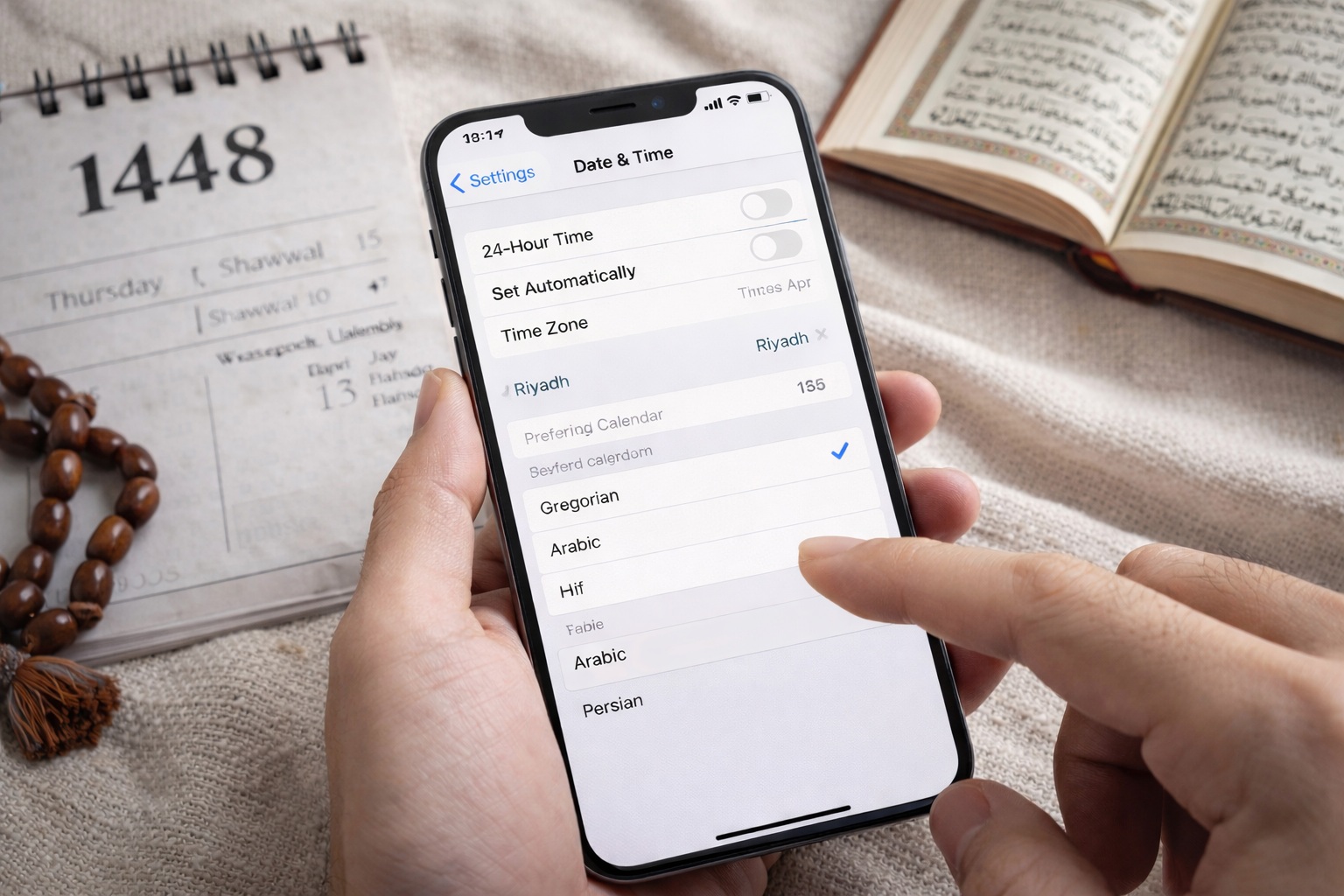 طريقة ضبط و تعديل التاريخ الهجري في الايفون