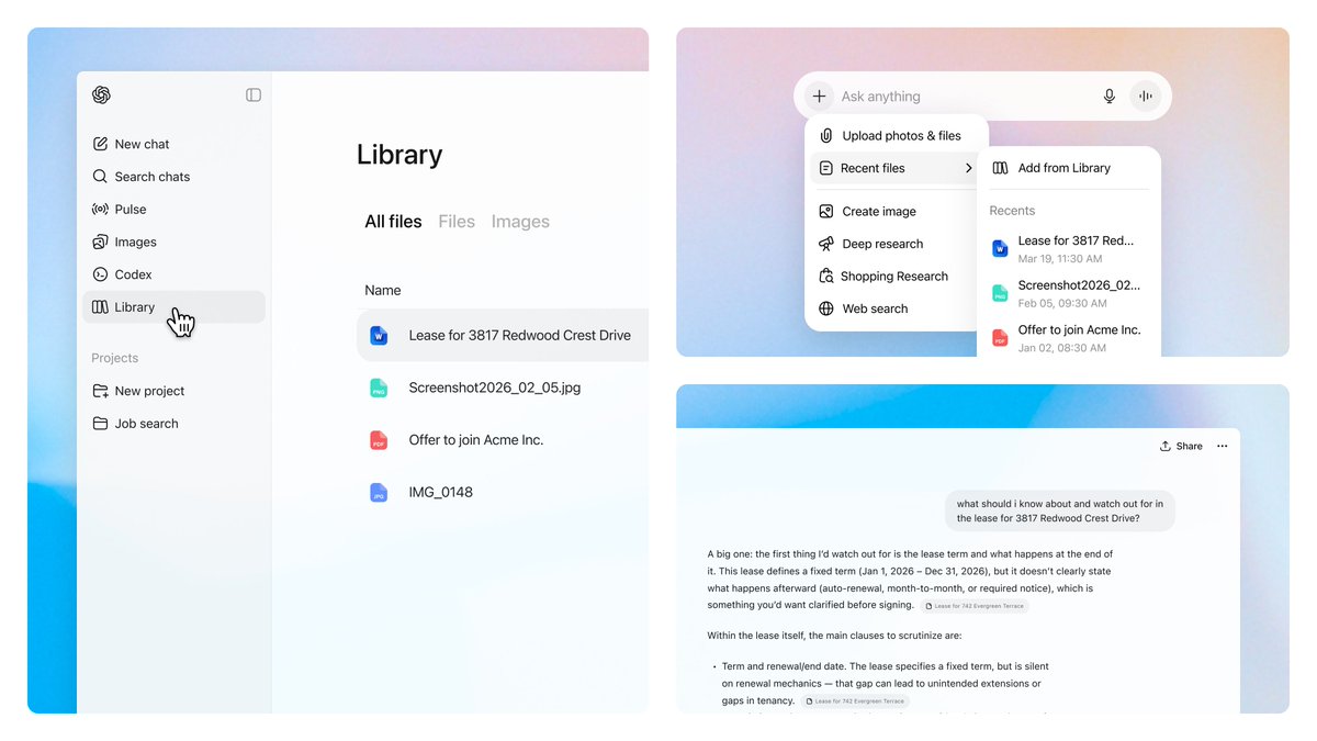مزايا جديدة في ChatGPT لتسهيل إدارة الملفات 