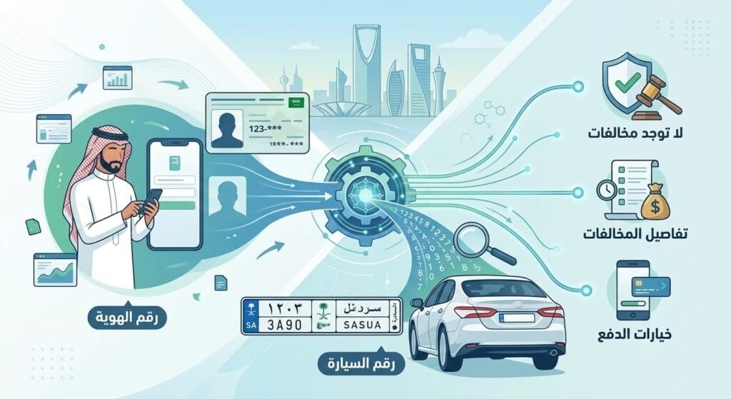 الاستعلام عن المخالفات بدون أبشر برقم الهوية أو رقم السيارة