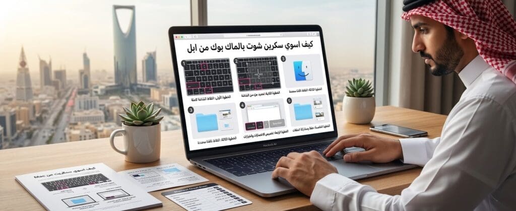 كيف اسوي سكرين شوت بالماك بوك من ابل