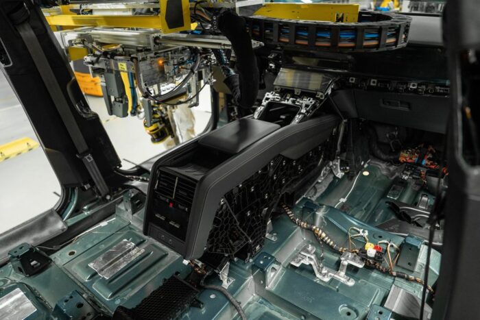 The Cayenne Electric interior during assembly