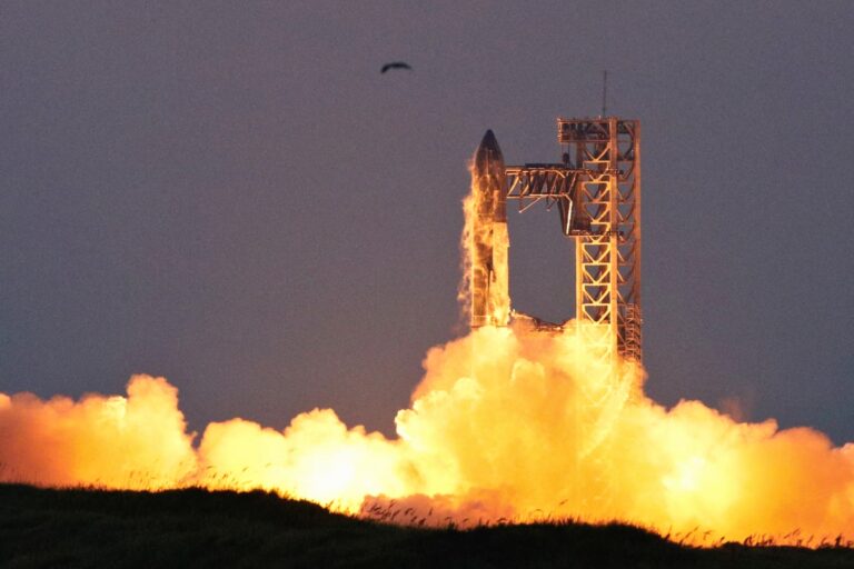 A launch attempt for SpaceX Starship